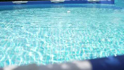 Blue Pool Net Cleaning Clear Summer Water Stock Footage 335159499