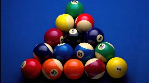 Blue Pool table with balls Stock Photos