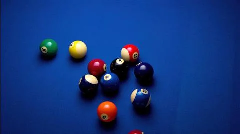 Blue Pool table with balls Stock Photos