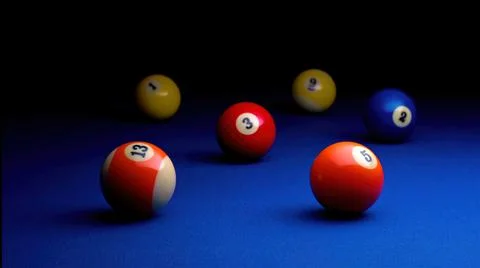 Blue Pool table with balls Stock Photos