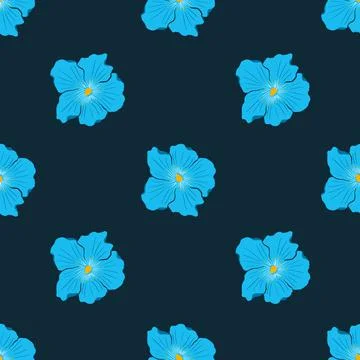 Blue poppies vector seamless pattern design illustration Stock Illustration
