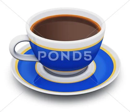 Blue porcelain coffee cup Stock Illustration
