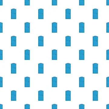 Blue portable toilet pattern repeating on white background Stock Illustration