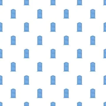 Blue portable toilets creating seamless pattern background Stock Illustration