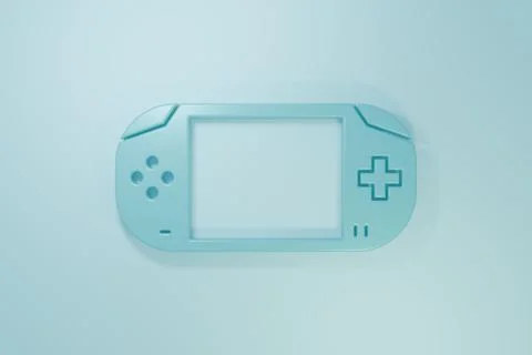 Blue Portable video game console icon isolated on blue background. Gamepad .. Stock Illustration