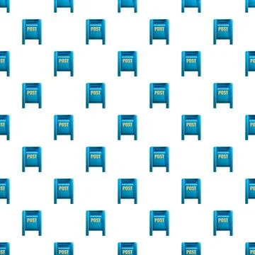 Blue post box seamless pattern for postal service Stock Illustration