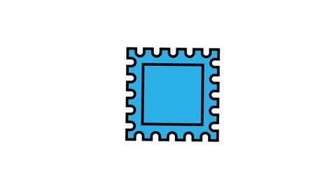 Blue postage stamp icon isolated on white background for travel and mail Stock Footage 345931238