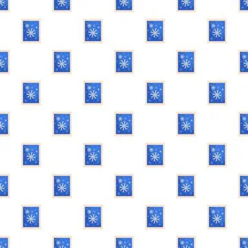 Blue postage stamp snowflake winter pattern Stock Illustration