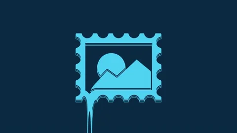 Blue Postal stamp icon isolated on blue background. 4K Video motion graphic Stock Footage 235777660
