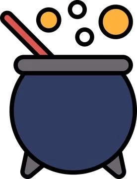 A blue pot with a red handle and a red stick sticking out of it Illustration