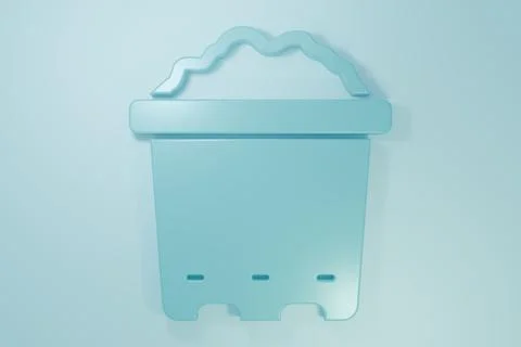 Blue Pot with soil icon isolated on blue background. Minimalism concept. 3D.. Stock Illustration