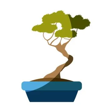Blue pot tree garden decoration image Stock Illustration