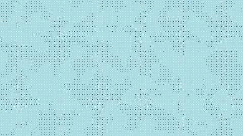 Blue powder background dot halftone with small black squares creating geometric Illustrazione stock