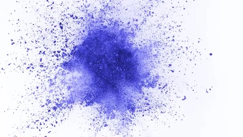 Blue powder exploding on white background in super slow motion, shot with Stock Footage 84300137