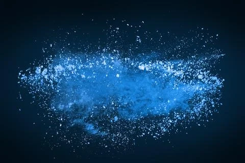 Blue Powder Explosion Abstract Background Freeze Motion Dust Particles Spla.. イラスト素材