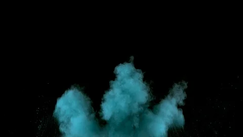 Blue powder explosion on black background. Acceleration in vertical motion Stock Footage 122448935