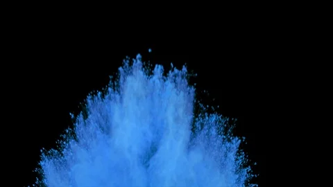 Blue powder explosion on black background. Acceleration in vertical motion Stock Footage 122467463