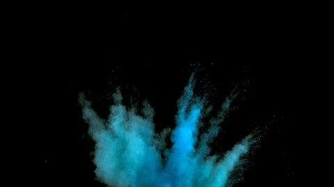 Blue powder explosion in slow motion with acceleration. Stock Footage 122442319