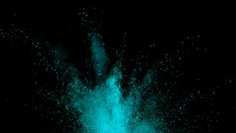 Blue powder explosion in slow motion movement with quick acceleration and fall Vidéo 122495739