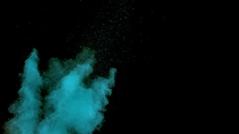 Blue powder explosion in slow motion movement from left of screen Vidéo 122501538