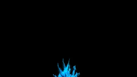 Blue powder explosion in slow motion movement with quick acceleration and fall Stock Footage 122524315