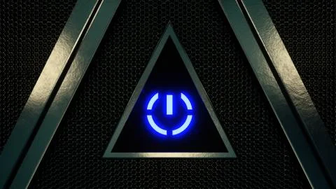 Blue Power Button 3d Render Shot 2 Stock Illustration