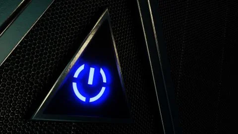 Blue Power Button 3d Render Shot 3 Stock Illustration