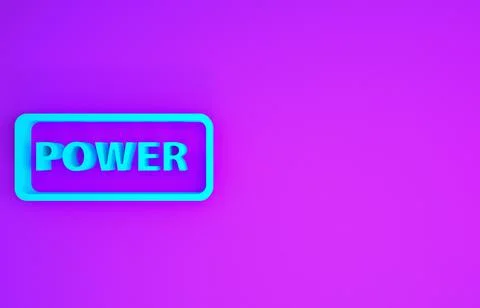 Blue Power button icon isolated on purple background. Start sign. Minimalism  Stock Illustration