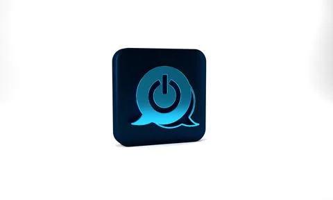 Blue Power button icon isolated on grey background. Start sign. Blue square 스톡 일러스트