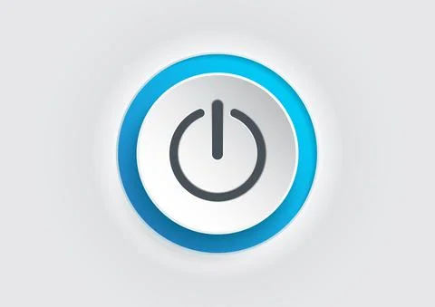 Blue power button icon on white background. illustrator vector. Stock Illustration