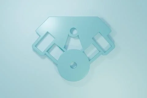 Blue Power car engine icon isolated on blue background. Minimalism concept... Illustrazione stock