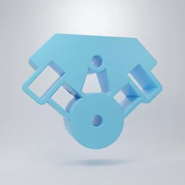 Blue Power car engine icon isolated on grey background. Minimalism concept... Stock Illustration