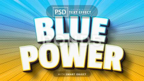 Blue power comic style text effect PSD Template