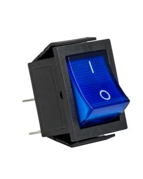 Blue power switch on white background Stock Photos