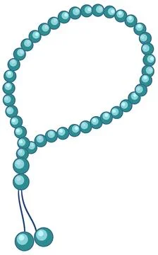 Blue Prayer Beads String with Tassel Vector Illustration Stock Illustration