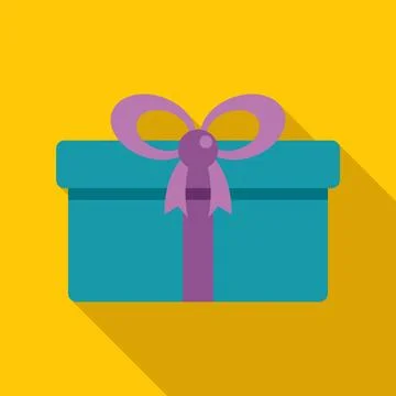 Blue present box with purple bow Stock Illustration