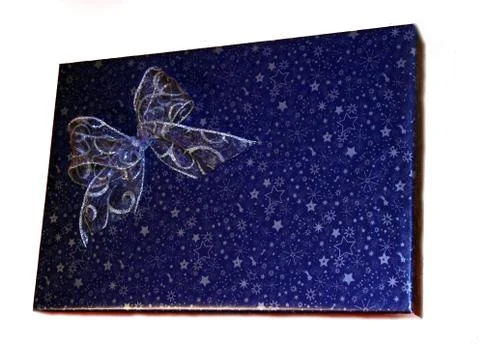 Blue present separated on white Stock Photos