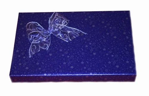 Blue present separated on white Stock Photos