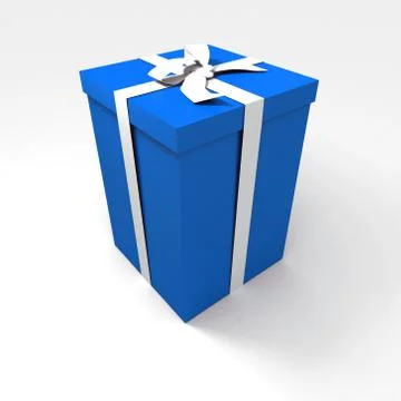 Blue present with white ribbon Illustrazione stock