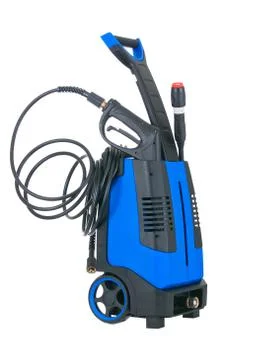 Blue pressure portable washer with inserted gun Stock Photos