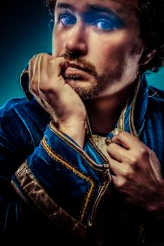 Blue prince dressed with elegant prussian blue jacket Stock Photos