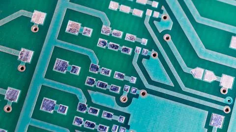 Blue printed circuit board. background or texture Stock Photos