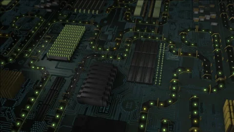 Blue Printed Circuit Board, Computer Motherboard Components: Microchips, Process Stock Footage 156403519