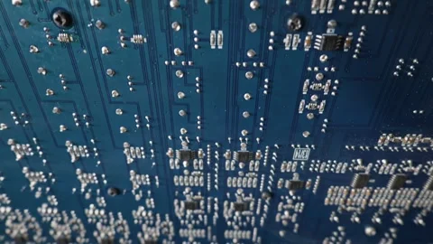 Blue Printed Circuit Board Showing Complex Electronic Macro Details Stock Footage 333819707