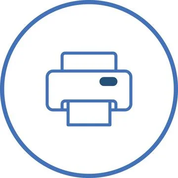 Blue Printer Icon in a Circle - Modern Minimalist Design for Printing and D.. Illustrazione stock