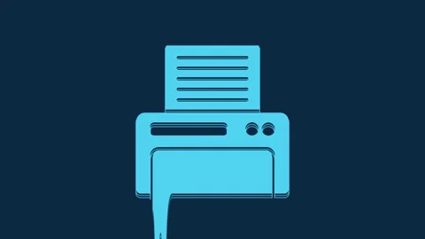 Blue Printer icon isolated on blue background. 4K Video motion graphic animation Stock Footage 235778536