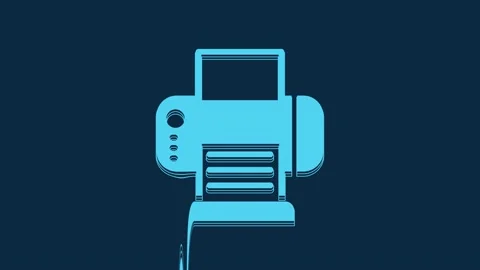 Blue Printer icon isolated on blue background. 4K Video motion graphic animation Stock Footage 235782515