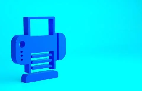 Blue Printer icon isolated on blue background. Minimalism concept. 3d illustr Stock Illustration