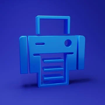 Blue Printer icon isolated on blue background. Minimalism concept. 3D rende.. Stock Illustration