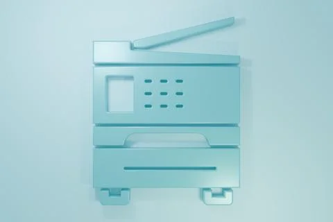 Blue Printer icon isolated on blue background. Minimalism concept. 3D rende.. イラスト素材